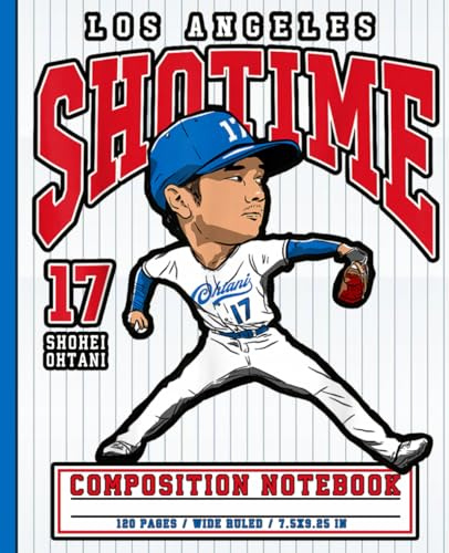 Wide Ruled Composition Book With Cartoon Baseball Pitcher, Fun Sports Notebook For Kids, School, College, Teachers Or Daily Practice