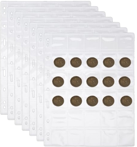 DICOSMETIC 750 Fächern 25 Blätter Münzsammlungsseiten Münztasche für Münzalbum Standard 9 Loch Münzsammelblatt Für Medaillenmünzen Briefmarken Organizer Mit 30 Fächern/Blatt