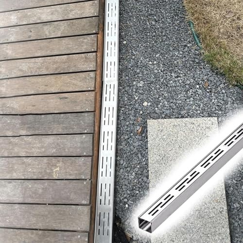 Canaletta Scolo Acqua Piovana Canalette di Drenaggio Strette per Patio Esterne, Coperture per Scarichi Canale di Scolo Esterno Stretto in Acciaio Inossidabile 304(3.5x5cm/1.4x2in)