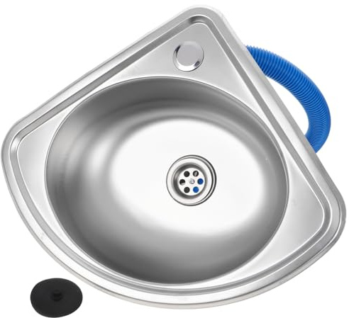 CONGARTENO Edelstahl Waschbecken für Wohnwagen und Camper Kompaktes Single Bowl Spülbecken mit Dreieckiger Form Vielseitig für Gemüse Geschirr und Bad Platzsparend und Zufällige Farbe