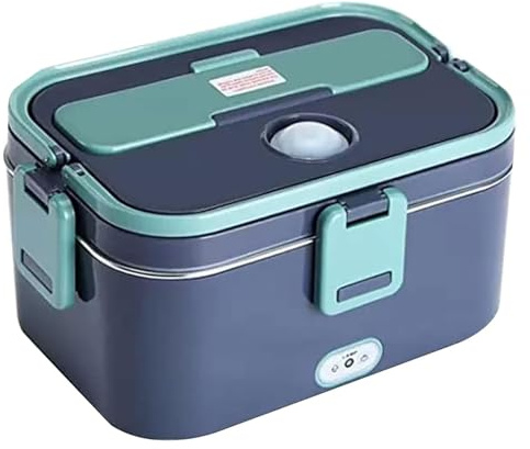 KEuLen Contenitore per Il Pranzo Elettrico, Scaldavivande elettrico for auto/camion/casa/ufficio con borsa for il trasporto e forchetta/cucchiaio(Blue+green)