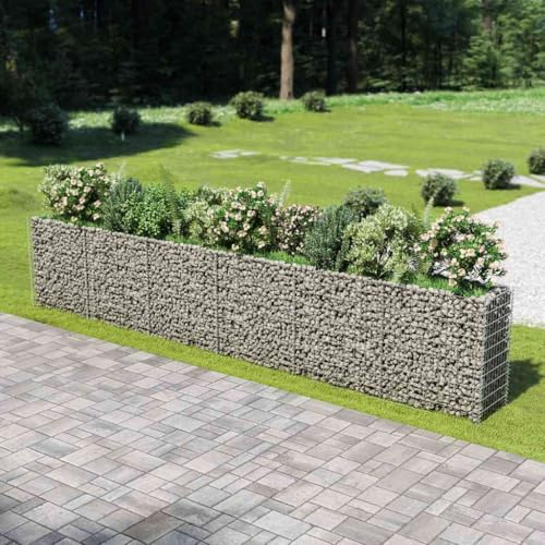 Jardinière surélevée gabion en acier galvanisé 540 x 50 x 100 cm - Jardinière de jardin robuste - Haute capacité de charge - Pour l'extérieur