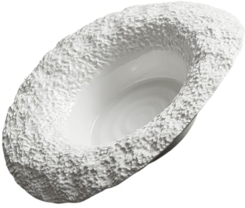 OSALADI Assiette en Céramique Creuse 10 Pouces Motif Roche Forme Chapeau, Assiette à Pâtes Profonde pour Maison et Restaurant, Vaisselle Multifonction pour Salade et Soupe
