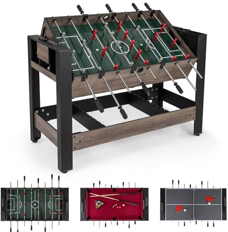 GYMAX 3 in 1 Multi Game Table, Combo Games Table Set with Foosball, Ping Pong, Pool Billiards, Indoor Arcade Table with Legs for Kids Adults Party Gatherings
