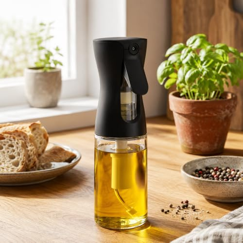 Oil Sprayer for Cooking- 200ml Glass Olive Oil Sprayer Mister, Olive Oil Spray Bottle, Kitchen Gadgets Accessories for Air Fryer, Canola Oil Spritzer, Widely Used for Salad Making, Baking, Frying,BBQ