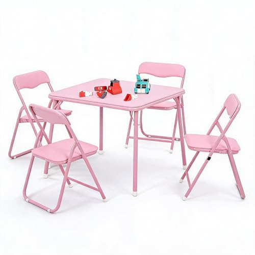 GarveeHome Conjunto Infantil Mesa y 4 Sillas Plegables - Asientos PU