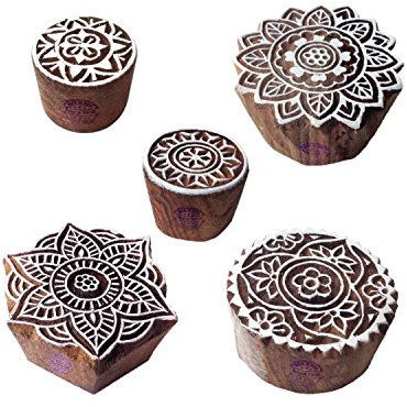 Royal Kraft Städtisch Muster Mandala und Runden Hölzern Blöcke Stempel (Set von 5)