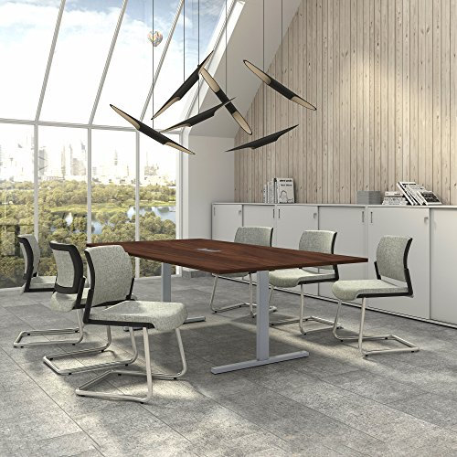 Weber Büro Easy Konferenztisch 240x120 cm Nussbaum mit ELEKTRIFIZIERUNG Besprechungstisch Tisch, Gestellfarbe:Silber