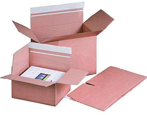 KK Verpackungen® Höhenvariabler Versandkarton mit Automatikboden | 10 Stück, DIN A3+, 460x309x180-300mm | Faltkarton mit Selbstklebestreifen & Aufreißfaden