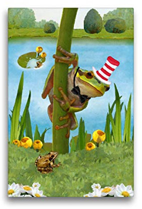 Premium Textil-Leinwand 30 x 45 cm Hoch-Format Mein Frosch Fridolin, Leinwanddruck von Marion Krätschmer