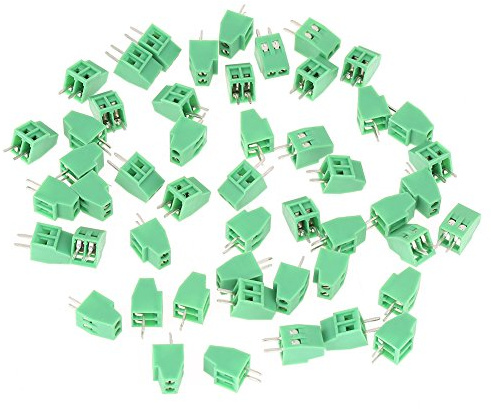 Klemmen Block Anschluss, Akozon 50 Stück 2 Poliger 2,54 mm Abstand Grüne Universalschraube Klemmenblock Stecker Kunststoff Schraubklemme Screw Terminal Block