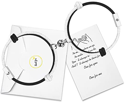 free-space Personalisierbares Magnet-Paar-Armband-Set, Handseil, gegenseitige Anziehung, für 2 passende Armbänder, geflochten, ewige Liebe, One Size, Wachsseil