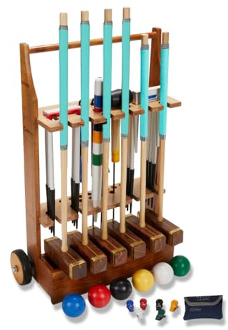 DOCTOR SPORT Croquet Juego - Inglaterra Original Mega Profi - experto oficial en tallas - calidad pesada - Wimbledon Croquet - Juego de jardín de croquet (caja)