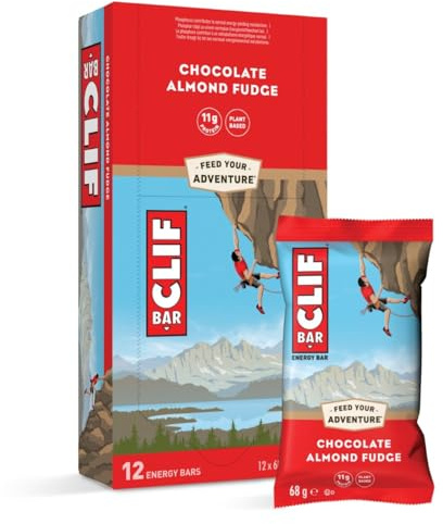 CLIF BAR | Energy Bar - Protein Bar | Chocolate Almond Fudge | Plant Based Protein | 12 x 68 g