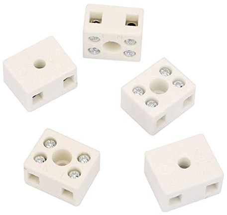 LANTRO JS Morsettiera in ceramica da 5 pezzi Morsettiera in ceramica Morsettiera ceramica 2 posizioni 5 fori 22x18x13mm