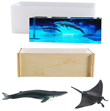 Woohome Silikonformen Epoxidharz Formen Groß Rechteck Schmuck Silikonform Epoxy Resin Moulds Silicone mit Miniwal für Kunsthandwerk, Haus Dekoration