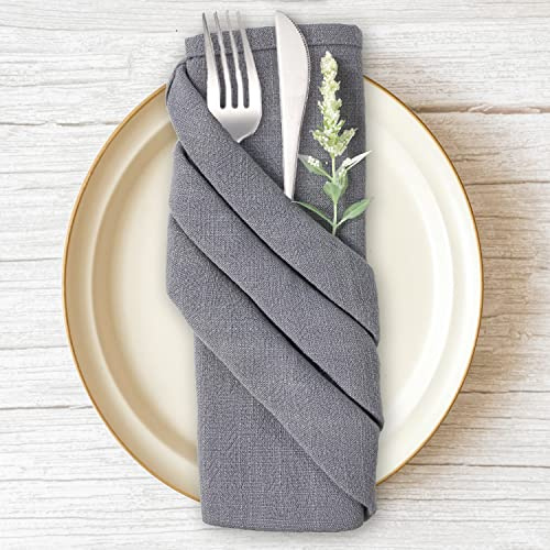 Tygservetter, 12-pack högkvalitativa grå servetter 40 x 40 cm, bordsdekoration servetter bröllop födelsedag, linneservetter återanvändbara fester middag café restaurang