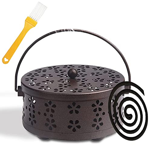 Mückenspirale Halter: Tragbarer Anti Mücken Spirale Räucherstäbchen Halter, Klassischer Metall-Spulenhalter, Dekorativer Meditations-Mückenspirale Behältermit Griff, Einsetzbar in Haus Bad etc(B)