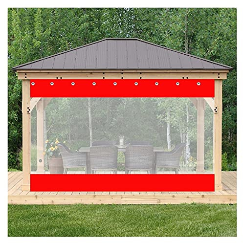Transparent Tarpaulin Waterproof Windproof Curtains Weather Resistance Car Wash Door Curtain with Reinforced Eyelets for Gazebo Garage Outdoor (Color : Gray Size : 4.2x2.5m) (Red 1.2x2m)