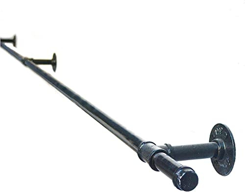 Corrimano per Scale Nero,bracciolo per Scale in Ferro da 25 cm-600 cm,corrimano per ringhiera di Sicurezza per Interni ed Esterni,con Accessori di Montaggio,240cm