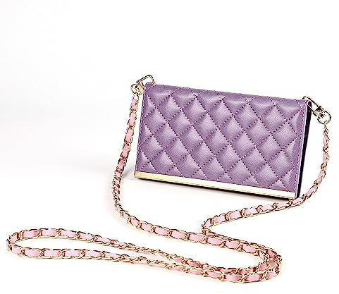 SLLMYYX Wallet Case Compatible with iPhone 11, Crossbody Lanyard Wallet Leather Phone Case Cover with Mirror Card Slot Wrist Strap (Purple)