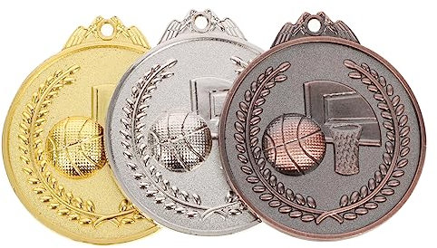 INOOMP 3stücke Basketball Sportmedaillen Für Wettbewerbe Mit Silber Und Bronzemedaille Für Sieger Für Kinderspiele Und Schulwettbewerbe