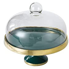 Alzata per Torte Tavolo da Dessert in Ceramica, Piatto for Torta, Coperchio in Vetro, Vassoio for Torta Commerciale, Piatto Alto, espositore, Vassoio for Frutta Alzata per Dolci (Color : B, Size : L
