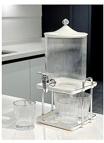 GRFIT Jarras Hervidor de Agua fría de Vidrio con Grifo Resistente a Altas temperaturas for el hogar 3.5L Juego de Tetera de Frutas de Gran Capacidad Jarra de Vidrio