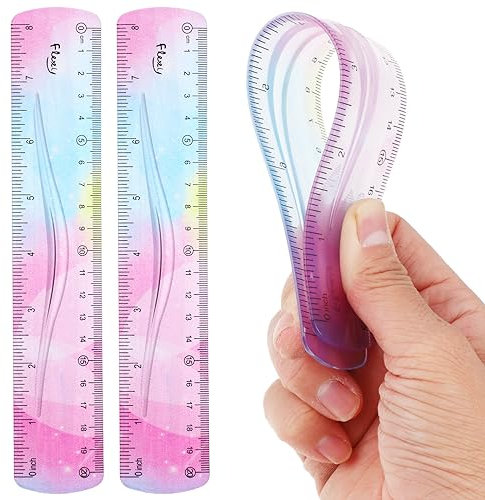 2 Stück Flexibles Lineal,Bunt Lineal Weich,Lineal Biegsam,Lineal 20cm,Buntes Weiches Lineal,Kunststoff Lineal,Weiches Biegbares Lineal für Schule,Klassenzimmer,Büro,Kinder und Erwachsene-20cm