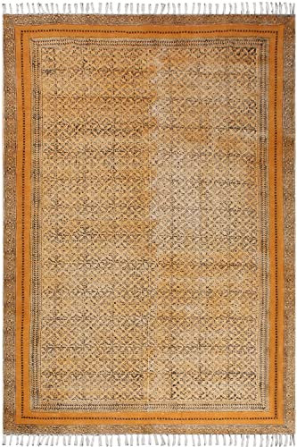 CASAVANI Collection Teppich, rechteckig, 25,4 x 35,6 cm, bronzefarben und schwarz, Baumwolle, orientalischer Kelim-Teppich, für drinnen und draußen, Flachgewebe, für Schlafzimmer, Esszimmer,