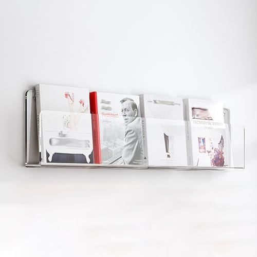 Schwebendes Wand-Bücherregal für Kinder 16 24 32 40 47 Zoll, Wandmontage-Zeitschriftenhalter aus Acryl, hängender Broschüren-Aktenständer für Büro, Zuhause, Ausstellungen (Farbe: Transparent, Grö