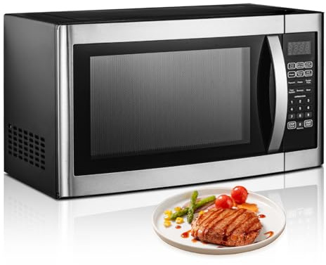Smad 42L Horno Microondas Combinado, Microondas con Grill 1200-1400W, Horno Microondas 1100W, 11 Niveles de Potencia, 9 Menús Automáticos, Función Descongelación, Fácil Limpieza, Bloqueo para Niños