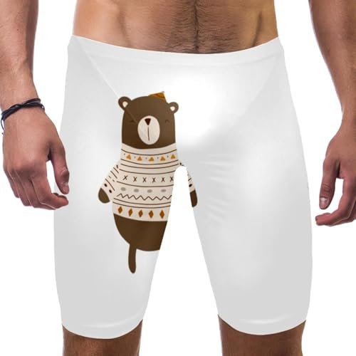 Bear Giraffe Lama, Hirsch, Elefant, Badeanzug für Herren und Jungen, Wettkampf-Badeanzug, quadratisches Bein, Ausdauertraining, mehrfarbig, XL