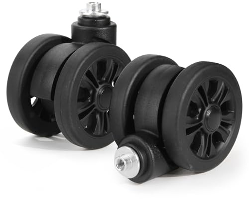 2 Stück Universal Ersatzrollen 55mm für Koffer Gepäckkoffer, Schwarz | Koffer Rollen Ersatz, 360° Doppelrollen, Gute Alternative zu einem Koffer Reparatur