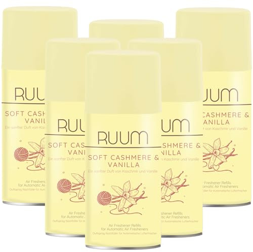 RUUM Lufterfrischer Nachfüller Soft Cashmere&Vanilla 250ml (6er Pack) | Raumduft-Spray-Nachfüller, kompatibel mit Freshmatic Max, weicher Kaschmir-Vanilleduft