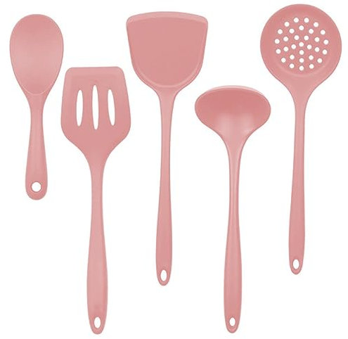 JEXUUD Reine Farbe Braten Backspatel Schlitzschaufel 5 Stück/Pack Silikon Küchenutensilien Set Kochgeschirr zum Kochen von Lebensmitteln