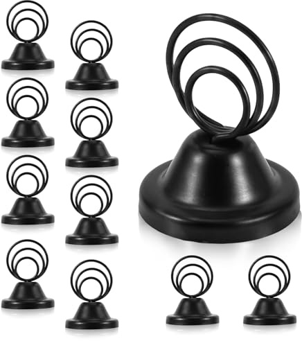 NQEUEPN 12Pcs Table Number Holders, Metal Black Finish Wire Picture Stands Name Menu Clips Place Card/ Memo/Photo Table Sign Holders for Wedding Party Office