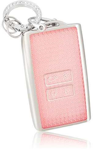 OFF WE GO Autoschlüssel Hülle Schlüsselhülle Cover für Renault Clio Captur Dacia Duster Scenic Kadjar Megane Talisman Koleos Espace Zoe Arcan Schlüsselcover Schlüssel Gehäuse mit Schlüsselanhänge,Rosa