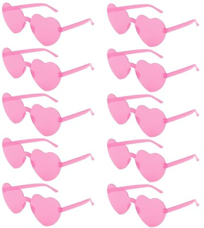 Zythrem 10 Paar Herz Sonnenbrille Rosa Herz Brille Party Sonnenbrille Herzform Herzbrille Rosa Brillen Lustige Partybrillen Set Hippie Brille Party Brillen für Geburtstagsfeier Erwachsene