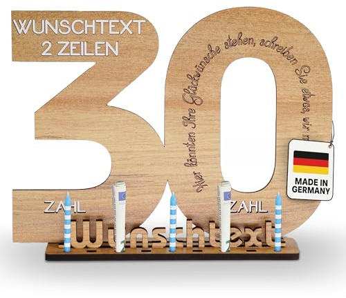 DARO Design - Gästebuch Holz-Schild Geschenk zum 30. Geburtstag Männer Frauen, individualisierbar, mit Wunschtext personalisierbar, Geldgeschenke mit Jahreszahl Deko Hochzeitsgeschenk