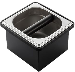 LTMSYO Coffee Knock Box, Stainless Steel Coffee Espresso Knock Box Coffee Grounds Bin with Noise Reduction Rubber Ring, Barista Espresso Machine Accessories