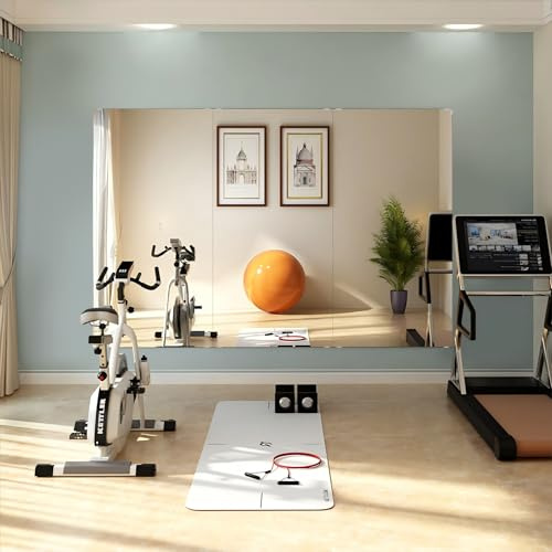 Murrey Home Gym Mirror 2PCSx55x16inch, Easy Install Wall Mounted Large Frameless, Workout for Home Gym Fitness Yoga Dancing Garage Bathroom, Shatterproof Full Length Glass