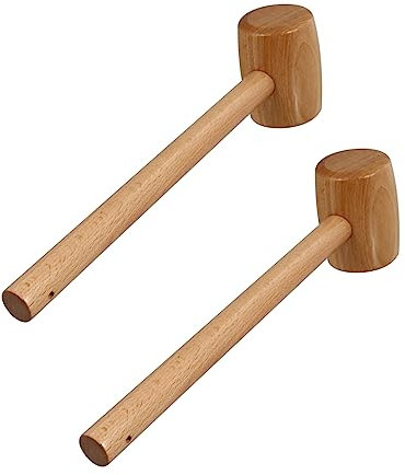 BRIGHTFUFU 2pcs Wooden Hammer Crab Mallet Seafood Hammer for Cake Mallet Shellfish Cakes