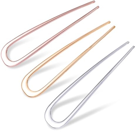 3 St U-Formade Hårnålar, Mode Franskt Hår Gaffel Metall 2 Stift Hårstift Twist Hårverktyg Chignon Hårnål för Kvinnor Stylingtillbehör