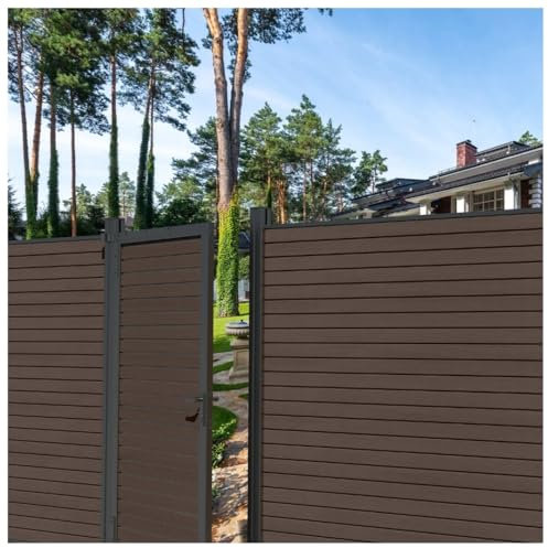 HORI Sichtschutzzaun Rhombus-Style Anbauelement Tor - WPC Windschutz - Robuster Zaun für Garten & Terrasse - Erweiterbares Sichtschutzsystem - Modernes Design I Einbetonieren Graubeige