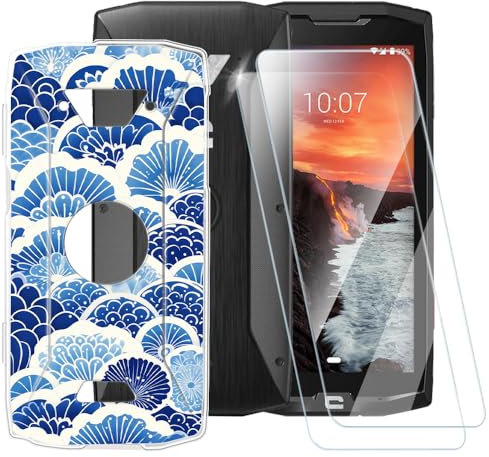 Coque TPU Imprimée + Lot de 2 Vitres Trempées Compatible avec Crosscall Core-X4, Coque Artistique Fine Antichoc, Résistante aux Rayures, Protection Complète