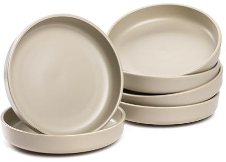 LEONARDO HOME Roma 026363 Lot de 6 assiettes plates, diamètre 19,7 cm, passent au micro-ondes et au lave-vaisselle, empilables, vaisselle en céramique pour 6 personnes, surface légèrement mate, beige