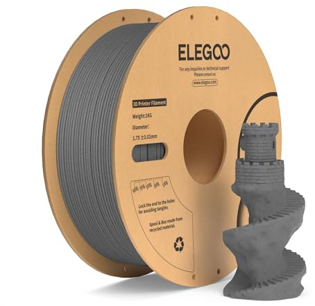 ELEGOO PLA filament 1,75 mm marmor cement grå 1 kg | 3D-skrivarfilament med mått +/- 0,02 mm, 1 kg spole (2,2 lbs) för de flesta FDM 3D-skrivare