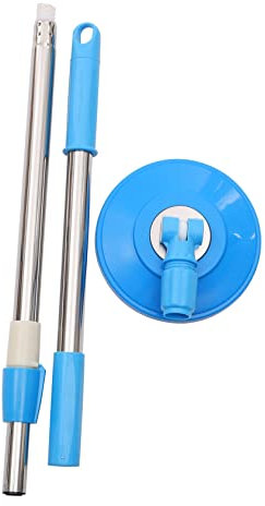 DEARMAMY Manche De Balai En Acier Inoxydable Rotatif 360° Bleu, Replacement Pour Balai à Franges, Poignée Légère Et Télescopique, Accessoire Ménage Polyvalent Pour Nettoyage Des Sols