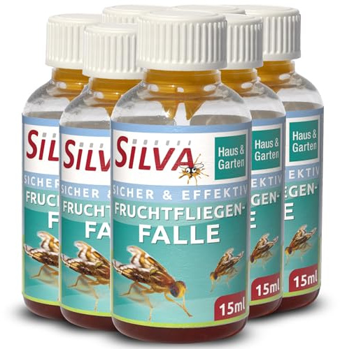 SILVA® Fruchtfliegenfalle [15 ml] – Effektive Obstfliegen- & Mückenfalle mit Essig-Köder – Für Innenräume – Trauermückenfalle – Fruit Fly Trap – Fliegenabwehr ohne Chemie (8)